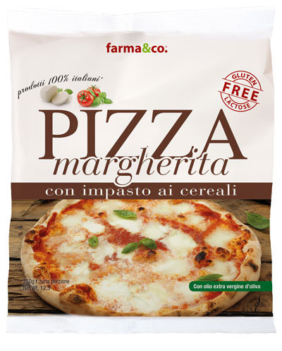 Pizza margherita ai cereali senza glutine ne' lattosio